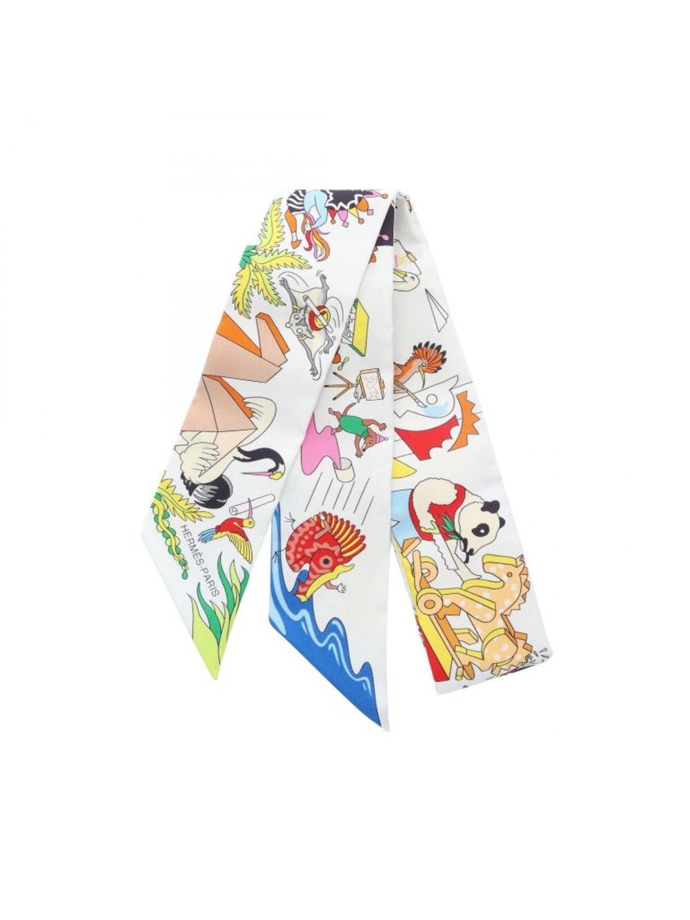 Hermes Scarf Twilly Academia Hippica Ribbon Silk